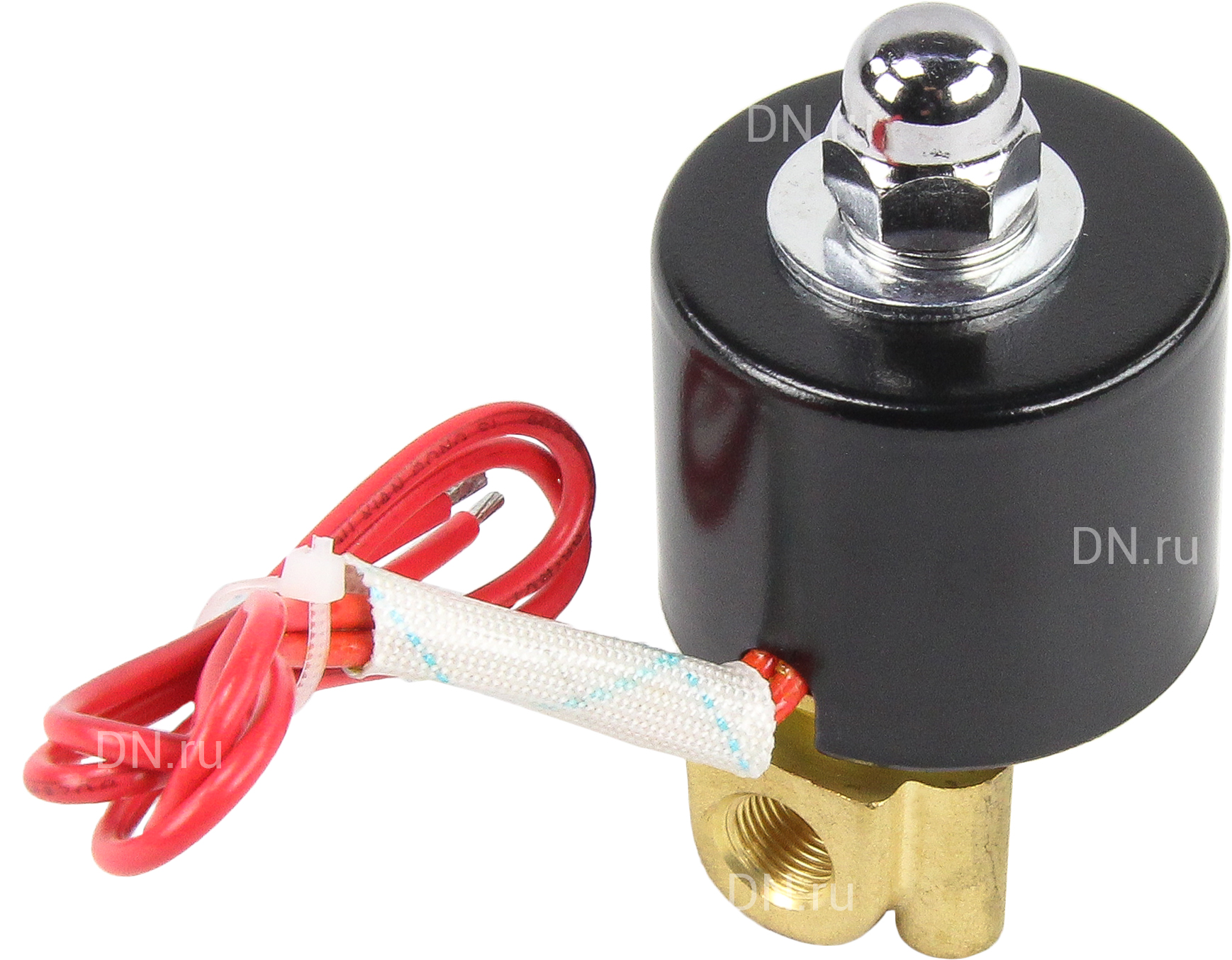 Клапан электромагнитный DN.ru VS100-ET-NC-220VAC 1/8″ Ду6 Ру10, соленоидный двухходовой, корпус - латунь, уплотнение - EPDM, резьбовой, нормально-закрытый, прямого действия, катушка - 220В