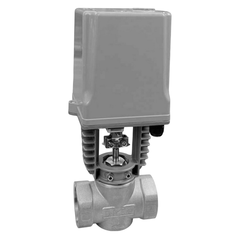 Клапан регулирующий двухходовой DN.ru 25нж945нж VRg1-31M-LED-T 1 1/2″ Ду40 Ру25 Kvs20, резьбовой, корпус - нержавеющая сталь AISI 304, уплотнение - металл, Tmax до 150°С, с электроприводом DAV-110-1500/170-22-220В-IP54