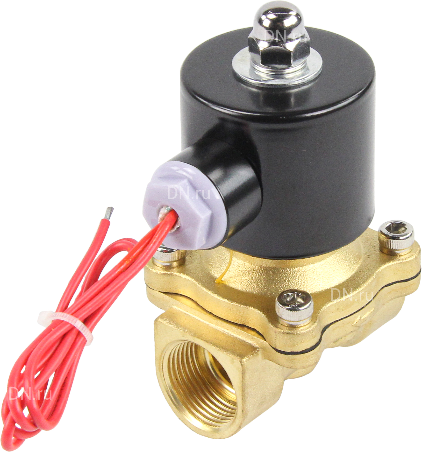Клапан электромагнитный DN.ru VS100-ET-NC-220VAC 3/4″ Ду20 Ру10, соленоидный двухходовой, корпус - латунь, уплотнение - EPDM, резьбовой, нормально-закрытый, прямого действия, катушка - 220В