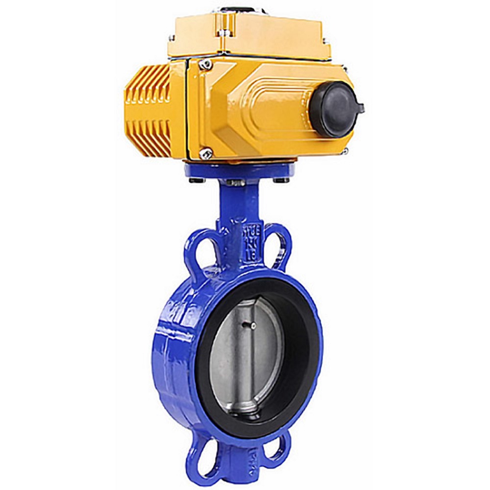 Затвор дисковый поворотный DN.ru WBV1132N-2W-Fb-H Ду100 Ру16, корпус - чугун GG25, диск - нержавеющая сталь 316L, уплотнение - NBR, с электроприводом DN.ru QT-N-008EM-O1-220VAC-У1 220В