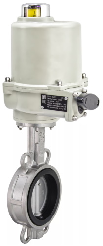 Затвор дисковый поворотный DN.ru 316L-316L-EPDM Ду40-300 Ру16, корпус - нержавеющая сталь 316L, диск - нержавеющая сталь 316L, уплотнение - EPDM, с взрывозащищенным электроприводом ГЗ ОФВ-220В