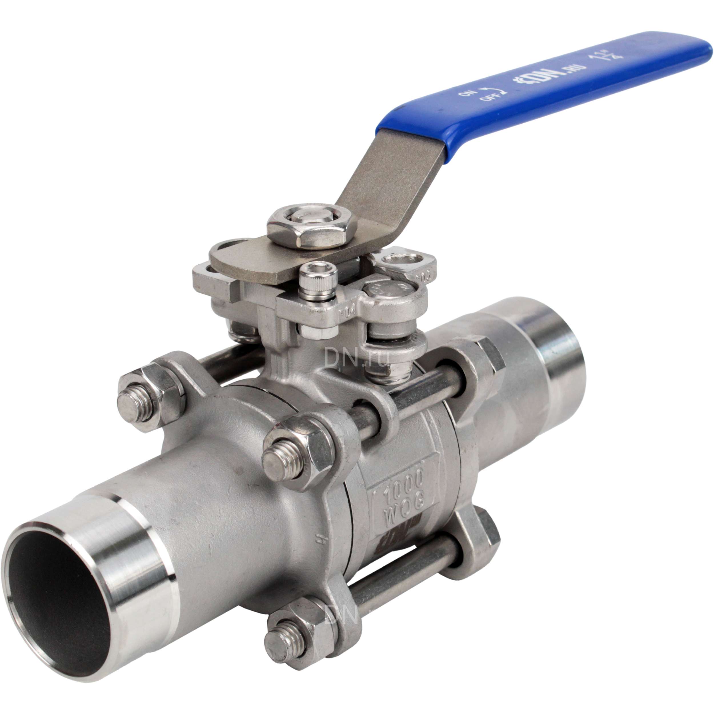 Кран шаровой DN.ru BV3131P(3pc)-FP-W-H LONG Ду10 Ру63 нержавеющая сталь SS304, полнопроходной, трехсоставной, уплотнение - PTFE, под приварку, с рукояткой