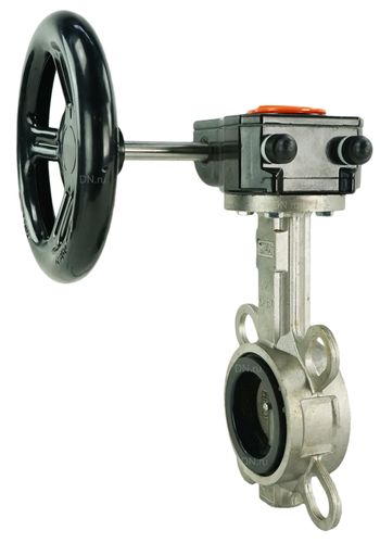 Затвор дисковый поворотный DN.ru 316L-316L-EPDM Ду40-300 Ру16, корпус - нержавеющая сталь 316L, диск - нержавеющая сталь 316L, уплотнение - EPDM, межфланцевый, с редуктором Pro-Gear X W