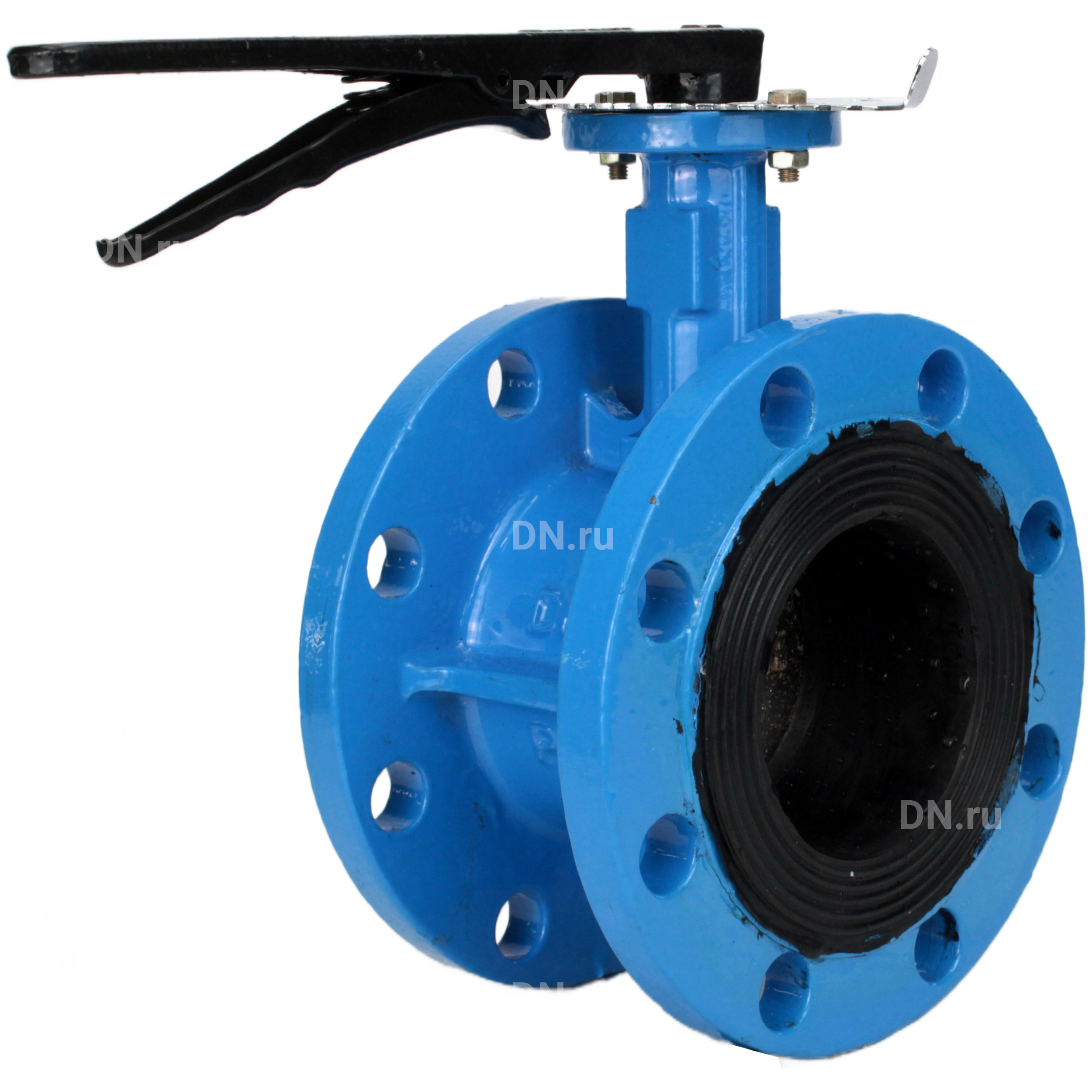 Затвор дисковый поворотный DN.ru WBV1331E-2W-F-H Ду100 Ру16 фланцевый, корпус - чугун GGG40, диск - нержавеющая сталь 304, уплотнение - EPDM, с рукояткой, с ISO-фланцем F07, квадрат штока 11х11