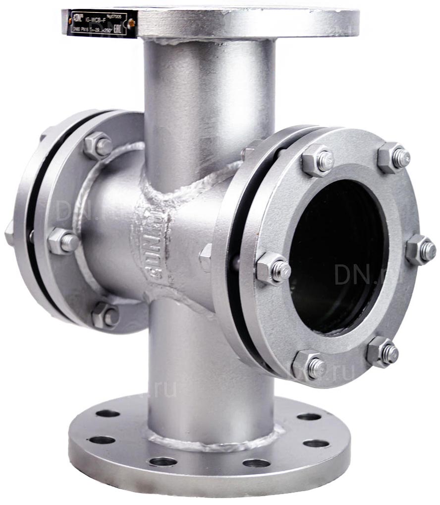 Стекло смотровое DN.ru SG2-34G-F тип В ГОСТ 21836-2021 Ду100 Ру16, углеродистая сталь, фланцевое